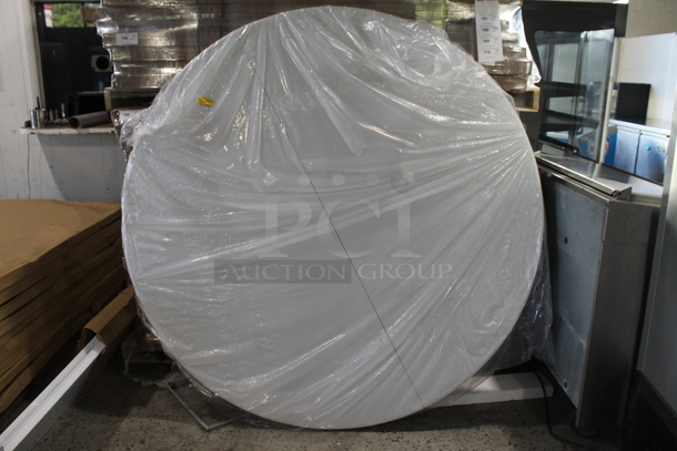 PALLET LOT of 20 BRAND NEW IN BOX! Choice White Poly Round Folding Tables. 20 Times Your Bid!