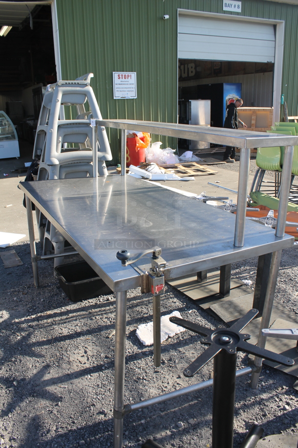 Stainless Steel Table w/ Over Shelf and Mounted Commercial Can Opener. - Image 1 of 3