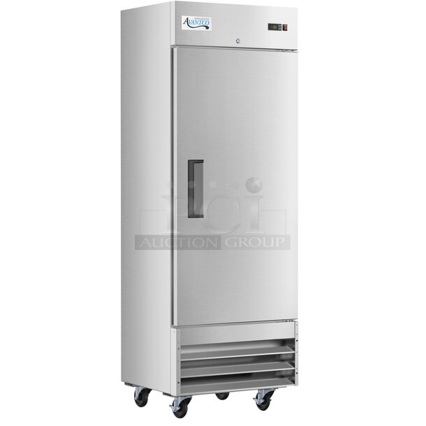 BRAND NEW SCRATCH AND DENT! 2023 Avantco 178A19FHC Stainless Steel Commercial Single Door Reach In Freezer w/ Poly Coated Racks on Commercial Casters. 115 Volts, 1 Phase. Tested and Working!