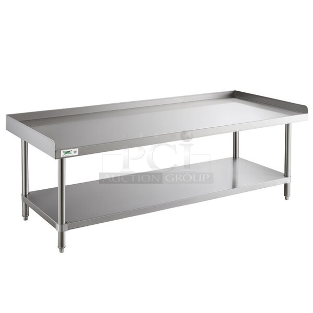 BRAND NEW SCRATCH AND DENT! Regency 600ES3072S 30" x 72" 16-Gauge Stainless Steel Equipment Stand with Undershelf. May Be Missing Pieces.  - Image 1 of 3