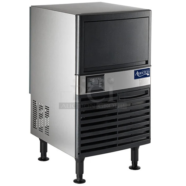 BRAND NEW SCRATCH AND DENT! Avantco 194UCF120A Stainless Steel Commercial Undercounter Self Contained Full Cube Ice Machine. 115 Volts, 1 Phase. 