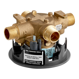 BRAND NEW SCRATCH AND DENT! American Standard RU101SS Flash Rough-In Shower Valve Body with 1/2" Universal Inlets and Outlets and Screwdriver Stops.