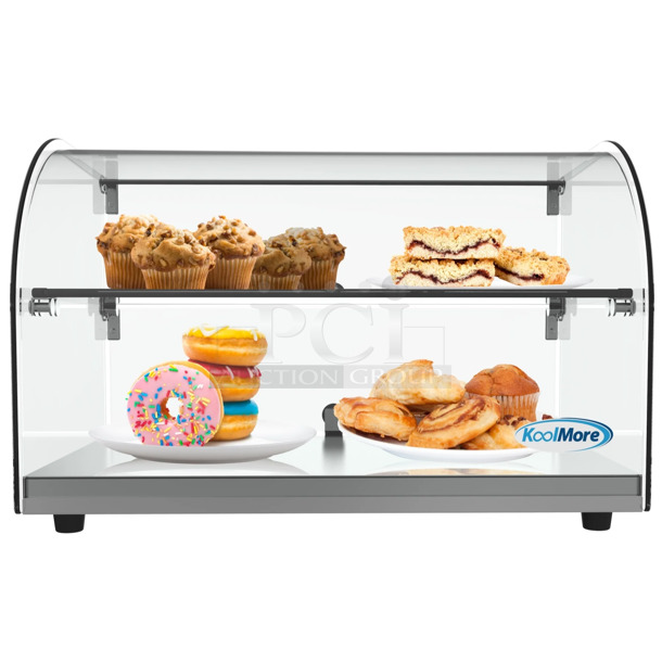 BRAND NEW SCRATCH AND DENT! KoolMore DC-2C Commercial Countertop Bakery Display Case With Front Curved Glass And Rear Door