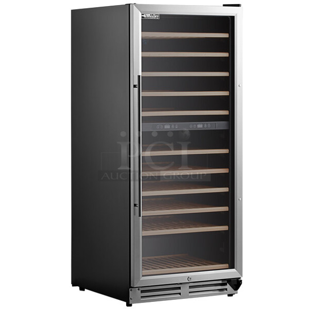 BRAND NEW SCRATCH AND DENT! AvaValley WRC-128-DZ Stainless Steel Single Door Rach In Dual Temperature Full Glass Door Commercial Wine Cooler Merchandiser. 120 Volts, 1 Phase. Tested and Working!