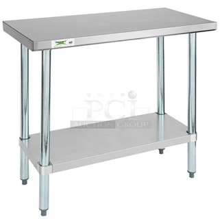 BRAND NEW SCRATCH AND DENT! Regency 600T1836G 18" x 36" 18-Gauge 304 Stainless Steel Commercial Work Table with Galvanized Legs and Undershelf