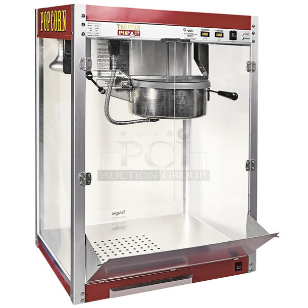 BRAND NEW SCRATCH AND DENT! Paragon TP-12 Metal Commercial Theater 12 oz. Popcorn Machine. 120 Volts, 1 Phase. Tested and Does Not Power On - Image 1 of 7