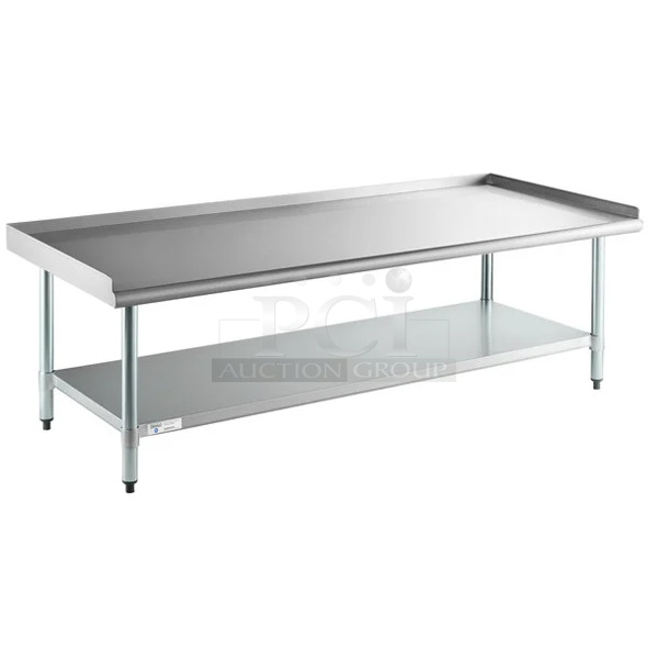 BRAND NEW SCRATCH AND DENT! Steelton 522SG3072 30" x 72" 18-Gauge Stainless Steel Equipment Stand with Undershelf and Galvanized Legs. May Be Missing Pieces.  - Image 1 of 3