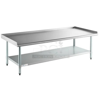 BRAND NEW SCRATCH AND DENT! Steelton 522SG3072 30" x 72" 18-Gauge Stainless Steel Equipment Stand with Undershelf and Galvanized Legs. May Be Missing Pieces. 