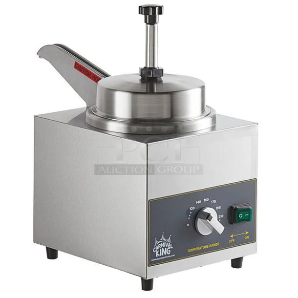 BRAND NEW SCRATCH AND DENT! Carnival King 382HSPW35 Stainless Steel Commercial Countertop Nacho Cheese Dispenser. 120 Volts, 1 Phase. Tested and Working! - Image 1 of 4