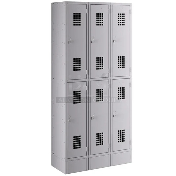 BRAND NEW SCRATCH AND DENT! Regency 600LC32125AG Space Solutions Gray 36" x 15" x 78" 3 Wide, 2 Tier Locker - Assembled  - Image 1 of 6