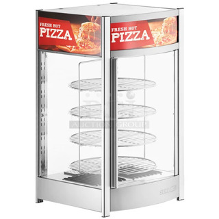 BRAND NEW SCRATCH AND DENT! ServIt 423PDW12D2 Stainless Steel 12" Self-Service Pizza Warmer with 4-Shelf Rotating Rack. 120 Volts, 1 Phase. Tested and Working!