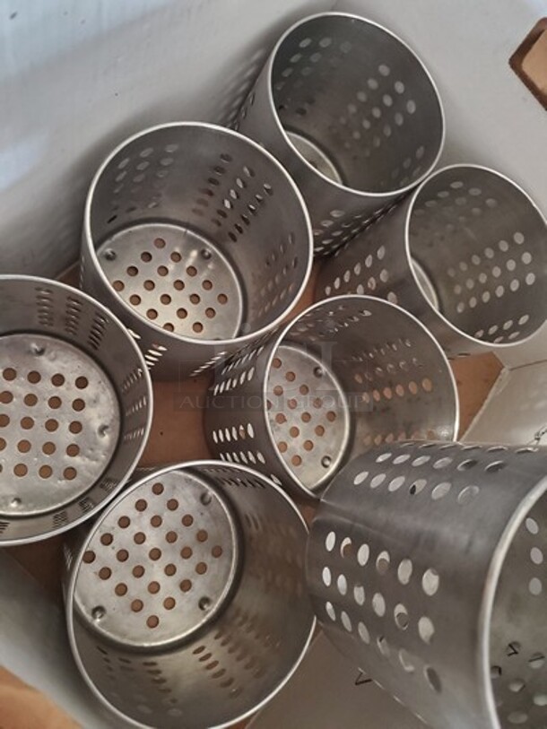 Stainless Steel Flatware/Round container w/ holes  - Image 3 of 4