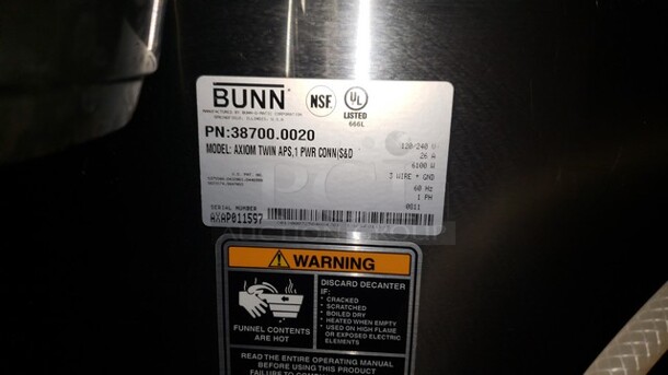 Bunn AXIOM Twin-APS 15 gal Twin Airpot Coffee Brewer! - Image 2 of 3