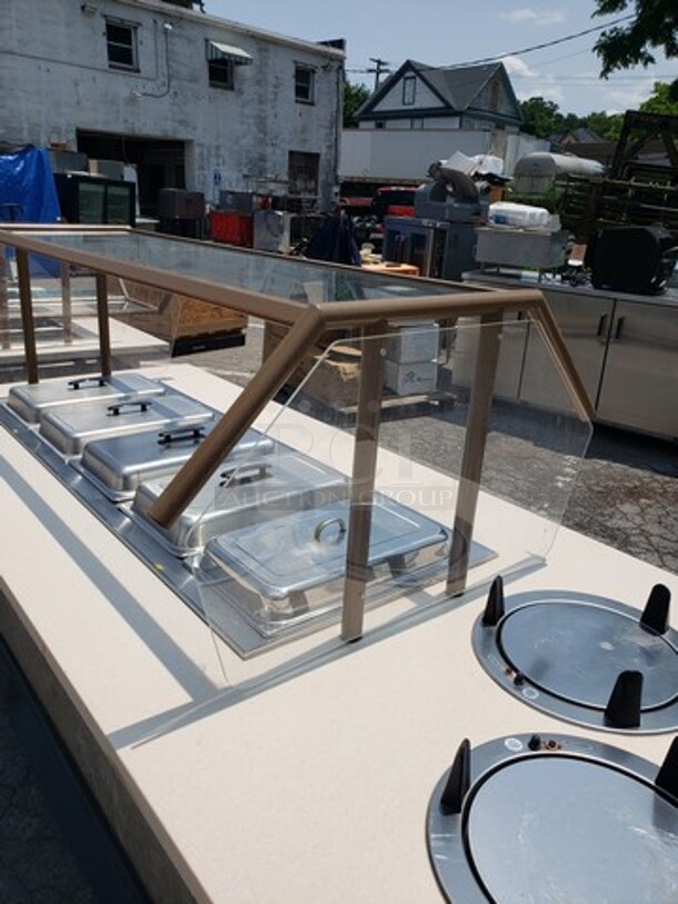 5 Well Mobile Food Cart w/ Enclosed Base, Sneeze Guard, and 2 Dish Dispensers! On Casters! Drain pipes need to be replaced. - Image 5 of 11
