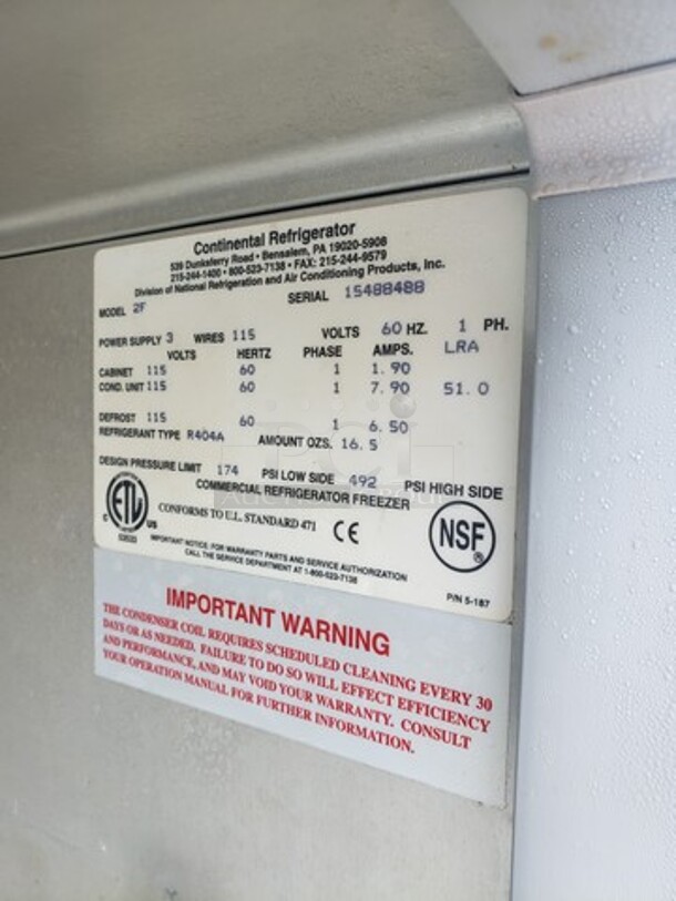 Continental Two Section Reach In Freezer! - Image 4 of 5