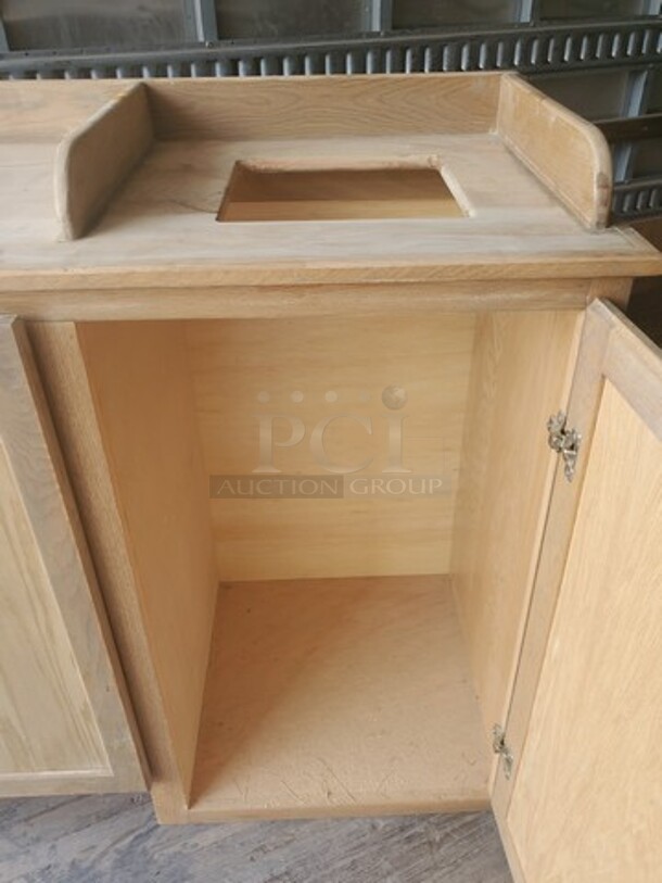 68" Food and Beverage Cabinet with Trash Receptacle, Very good shape! - Image 4 of 5