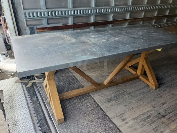 80" Rectangular Wood Base table W/ Aluminum cover  - Image 1 of 6