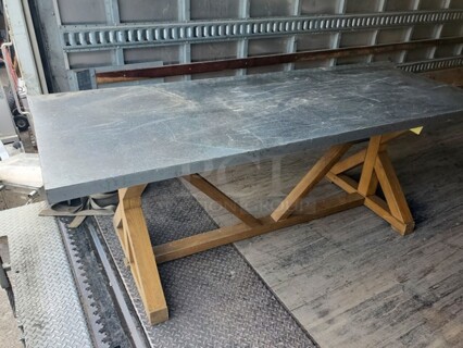 80" Rectangular Wood Base table W/ Aluminum cover 