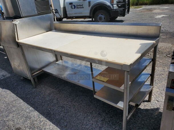 72" Poly Top Stainless Steel Worktable W/ Undershelf  - Image 1 of 7
