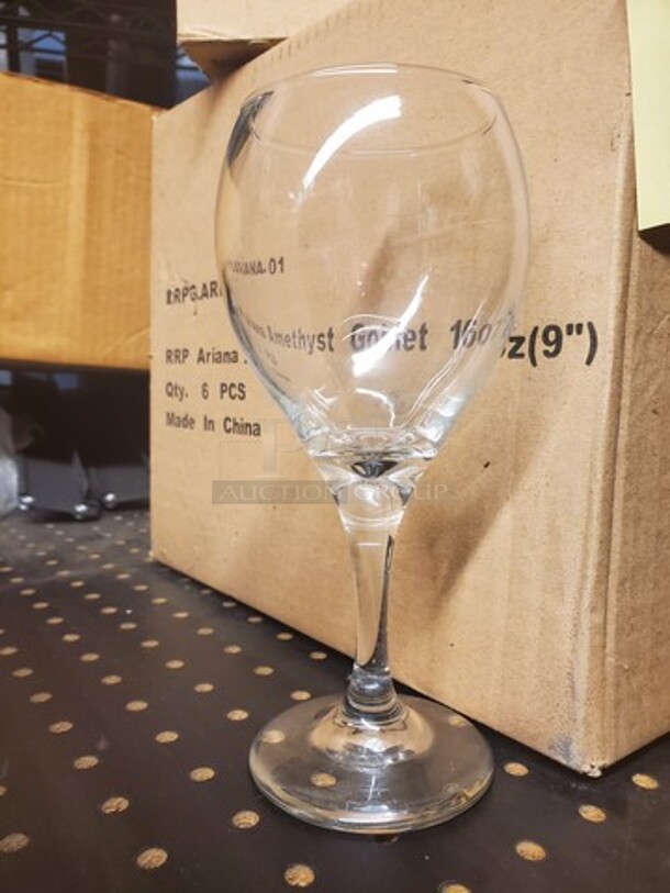 ALL ONE MONEY Lot of 6 12oz wine glasses - Image 1 of 7