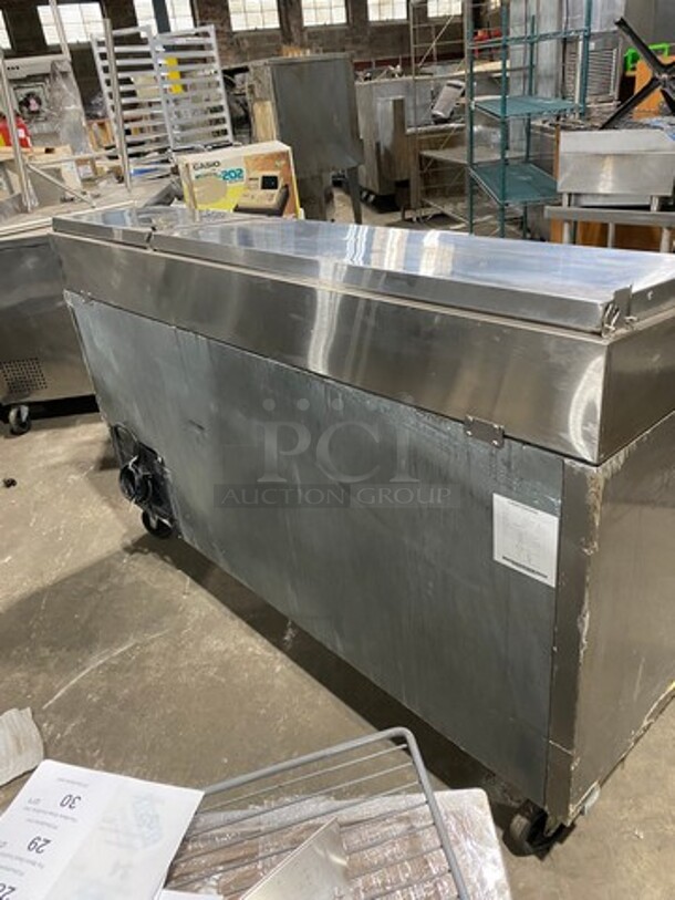 Atosa Commercial Refrigerated Pizza Prep Table! With 2 Door Storage Space Underneath! All Stainless Steel! On Casters! - Image 3 of 9