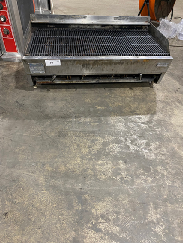 Rankin Delux Commercial Countertop Natural Gas Powered Char Broil Grill! With Back And Side Splashes! All Stainless Steel! On Legs! Model: 4223C SN: 40203003