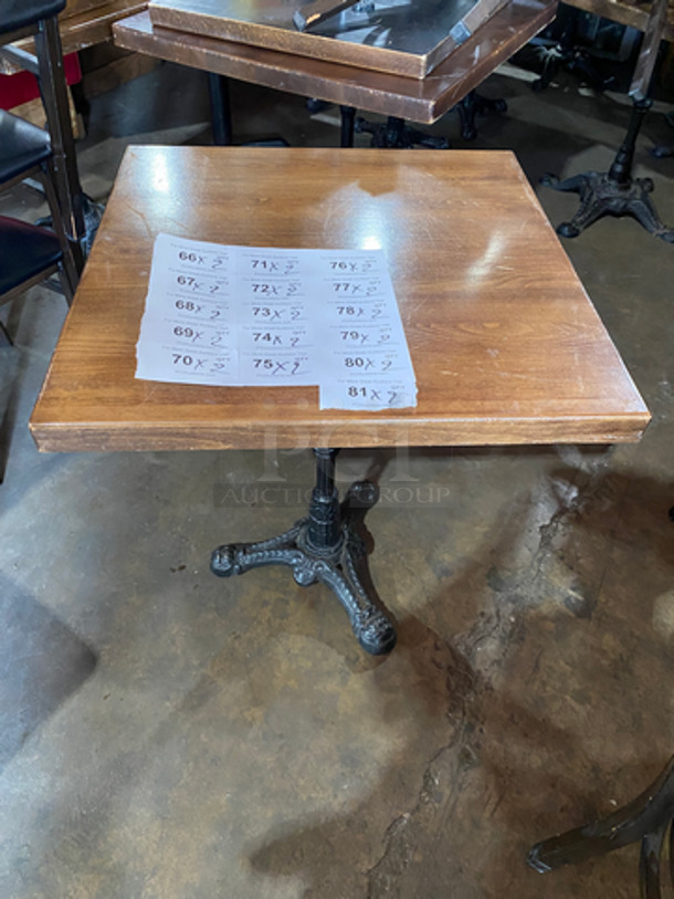 Natural Solid Wood Square Table! With Decorative Black Heavy-Duty Cast-Iron Base! 2x Your Bid!
