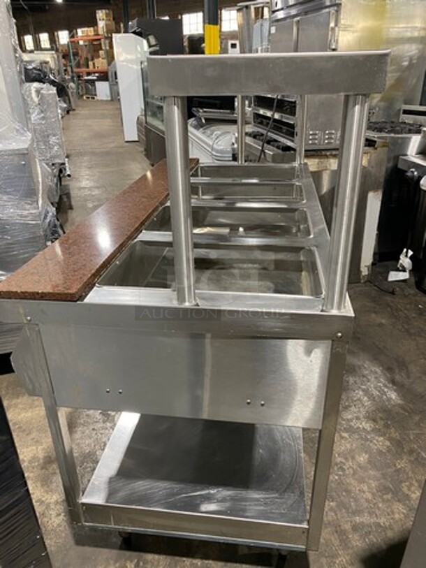 NICE! Randell Commercial Electric Powered 4 Well Steam Table! With Overhead Shelf! With Storage Space Underneath! All Stainless Steel! On Legs! Model: 3314 SN: N32611123092 208V 60HZ 1 Phase - Image 4 of 11