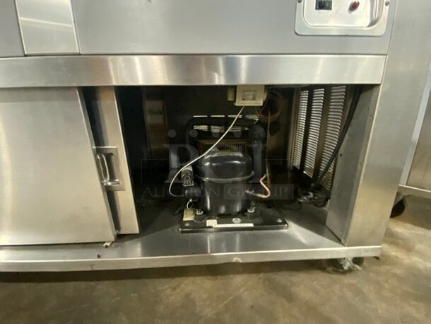 Seco Commercial Refrigerated Food Serving Station Counter/ Cold Pan! With Double Overhead Shelf! All Stainless Steel! MEASUREMENTS INCLUDE PREPLINE! - Image 5 of 6