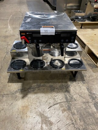 Bunn Stainless Steel Commercial Countertop Coffee Brewer! With 6 Warmers! On Legs! 120/208-240V 1 Phase! Model: AXIOM 0/6 TWIN SN: AXTN035927!