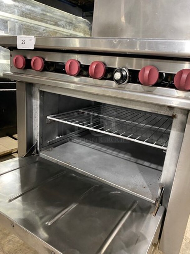 Therma Tek Commercial Natural Gas Powered 6 Burner Stove! With Raised Back Splash! With Oven Underneath! All Stainless Steel! On Legs! - Image 7 of 9