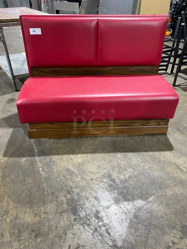 NEW! Single Sided Red Cushioned Booth Seat! With Wooden Outline! Perfect For Up Against The Wall! Can Be Connected To Any Of The Booths Listed!