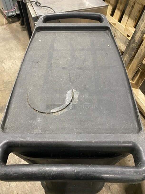 Rubbermaid Commercial Black Poly 3 Tier Cart! With Dual Side Push/ Pull Handles! On Casters! - Image 3 of 4