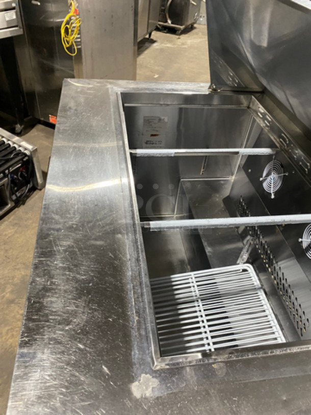 WOW! Bison Commercial Refrigerated Mega Top Sandwich Prep Table! With 2 Door Storage Space Underneath! With Poly Coated Racks! Not Tested! All Stainless Steel! On Casters! Model: BST4818 SN: BST481800317051100K80023 115V 60HZ 1 Phase - Image 8 of 9