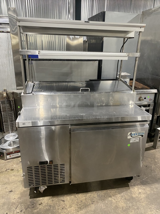 Avantco All Stainless Steel Commercial Pizza Prep Table! With Double Over Head Shelf & Under The Shelf Warmers & Ticket Holder Rail! on Commercial Casters! Model 178PICL1!   115 Volts, 1 Phase! Working When Removed!  - Image 1 of 8