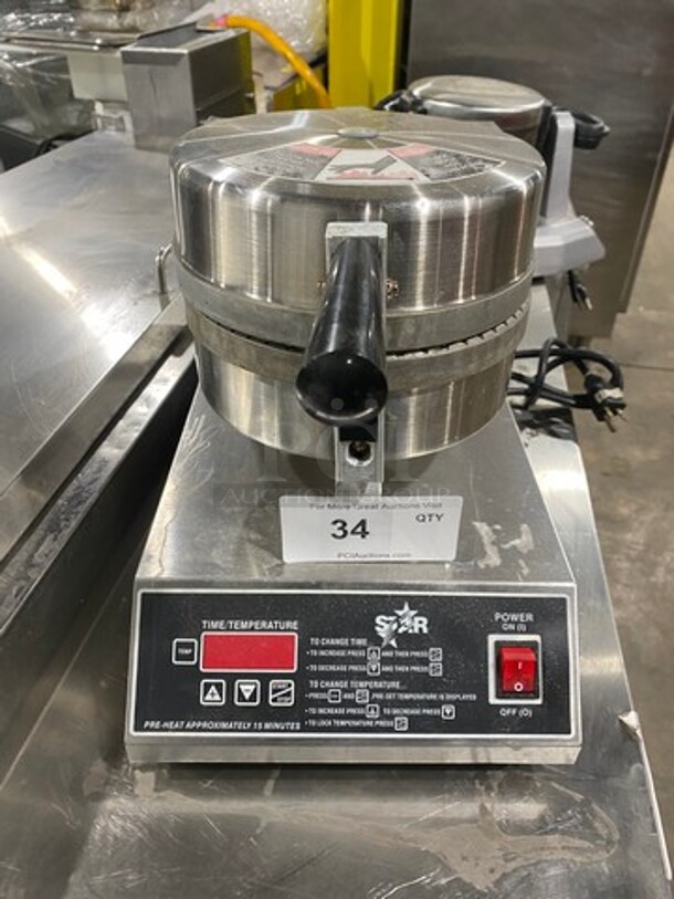 Star Commercial Countertop Waffle Cone Baker Press! All Stainless Steel! Model: SWCBE SN: WCB0975