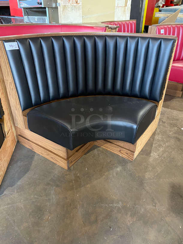 NEW! Single Sided Curved Black Cushioned Booth Seat! With Wooden Outline! Perfect For In The Corner Placement! Can Be Connected With Any Of The Booths Listed! 2x Your Bid! - Image 2 of 9