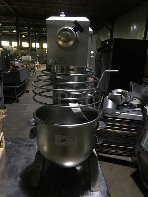Univex Commercial Countertop Heavy Duty Mixer! With Hook Attachment! With Stainless Steel Bowl! With Bowl Guard! Working When Removed! Model: SRM20 SN: SRM204970024 110V 60HZ 1 Phase