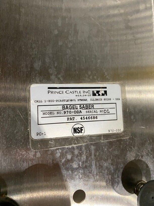 Prince Castle Commercial Countertop Manual Bagel Cutter/ Slicer! Stainless Steel! Model: 970DDA SN: DL - Image 4 of 4