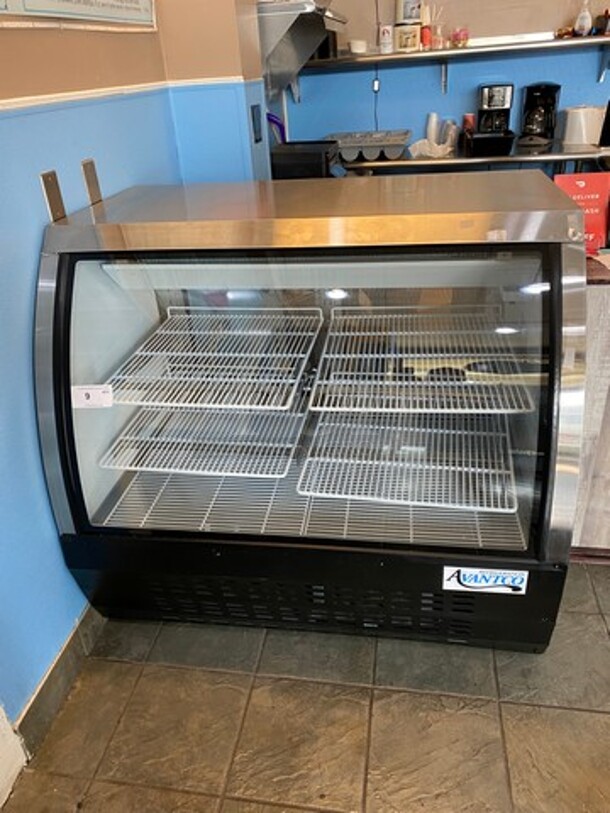 Avantco Commercial Refrigerated Deli/ Bakery Display Case Merchandiser! With Curved Front Glass! With Rear Access Doors! WORKING WHEN REMOVED! Model: 178DLC47HCD 110V