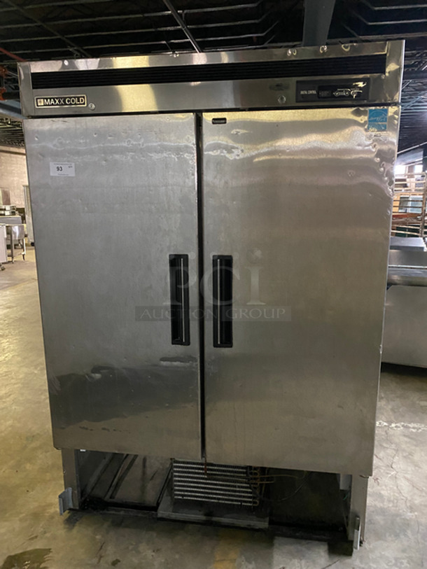 Maxx Cold Commercial 2 Door Reach In Freezer! With Poly Coated Racks! All Stainless Steel! Model: MCF49FD SN: 0452A94G200002 115V 60HZ 1 Phase