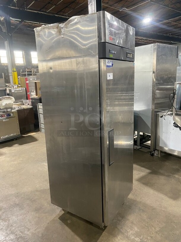 Turbo Air Commercial Single Door Reach In Refrigerator! With Poly Coated Racks! All Stainless Steel! On Casters! Model: M3R241 115V  - Image 2 of 9