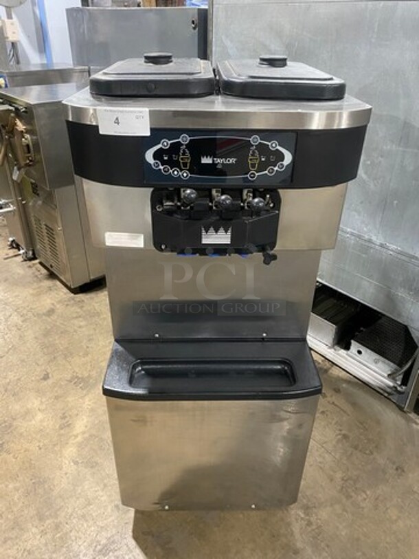 WOW! Taylor Crown Commercial 3 Handle Soft Serve Ice Cream Machine! All Stainless Steel! On Casters! Model: C71333 SN: M0072954! 208/230V 60HZ 3 Phase!