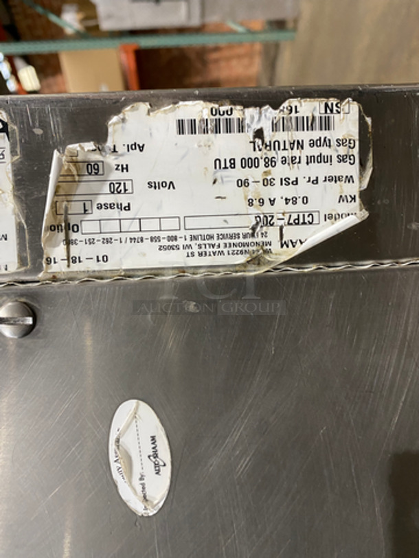 WOW! Alto Shaam Natural Gas Powered Commercial Combitherm Convection Oven! On Commercial Equipment Stand! All Stainless Steel! On Legs! Working When Removed! Model: CTP7-20G 120V 60HZ 1 Phase - Image 8 of 9