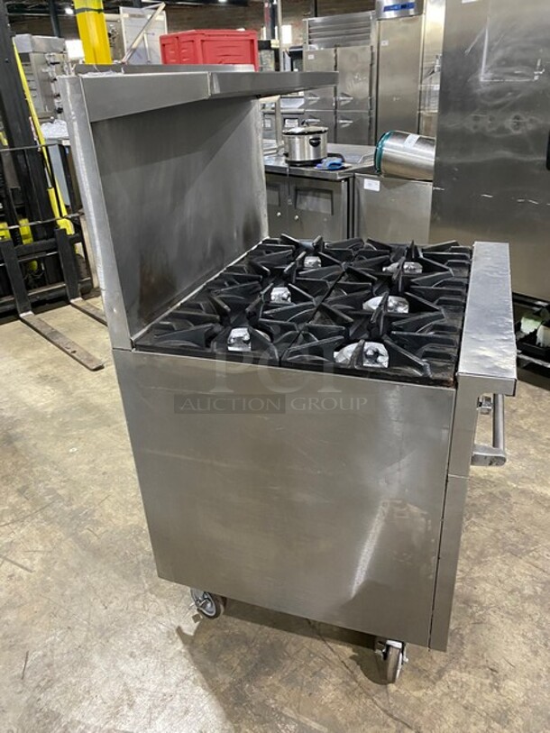 Sunfire All Stainless Steel Natural Gas 6 Burner Stove! With an Underneath Full Size Stove! And a Back Splash And Salamander Shelf! On Casters! Model X366R - Image 2 of 10