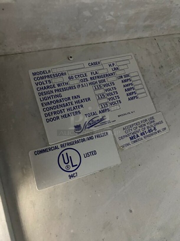 National Refrigeration Commercial 2 Door Reach In Freezer! with View Through Doors! With Racks! All Stainless Steel! - Image 7 of 8
