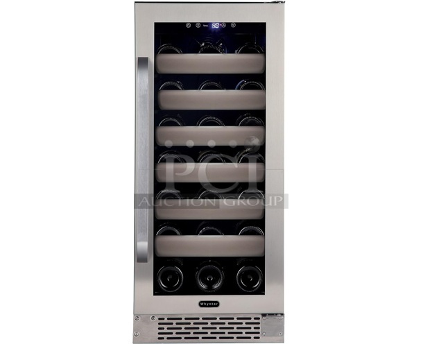 BRAND NEW SCRATCH AND DENT! Whynter BWR-331SL Elite 33 Bottle Seamless Stainless Steel Door Single Zone Built-in Wine Refrigerator Merchandiser. 115 Volt, 1 Phase. Tested and Working! - Image 1 of 5