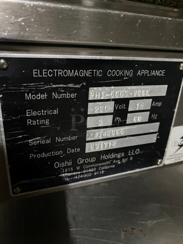Oishii Commercial Countertop Single Burner Electromagnetic Cooking Range! All Stainless Steel! On Small Legs! Model: PHI500SV2UL SN: X4142005 220V 60HZ 3 Phase - Image 7 of 9