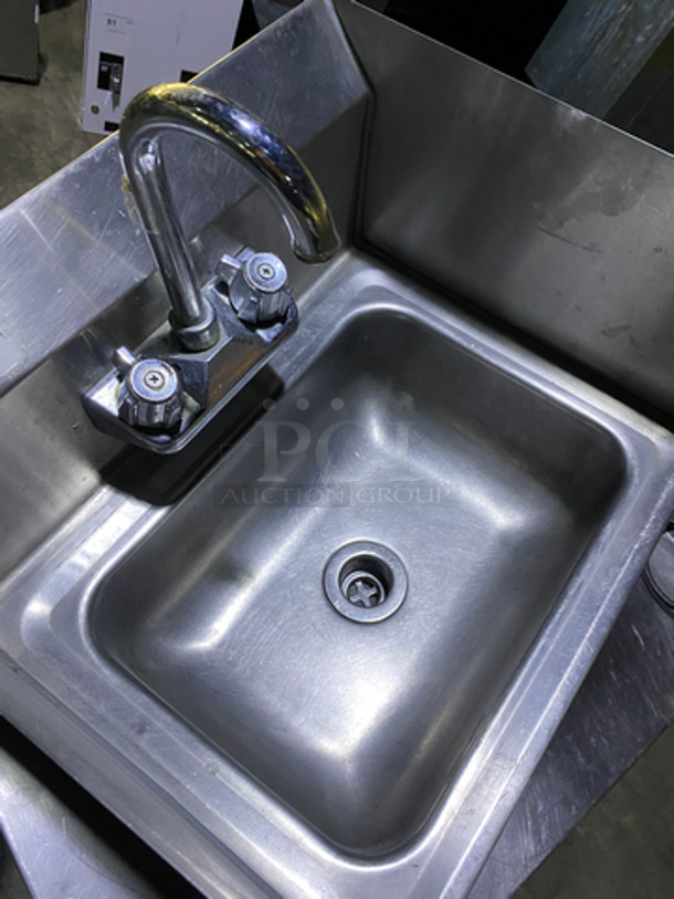 Regency Commercial Stainless Steel Hand Sink! With Back And Side Splashes! With Faucet And Handles! - Image 5 of 7