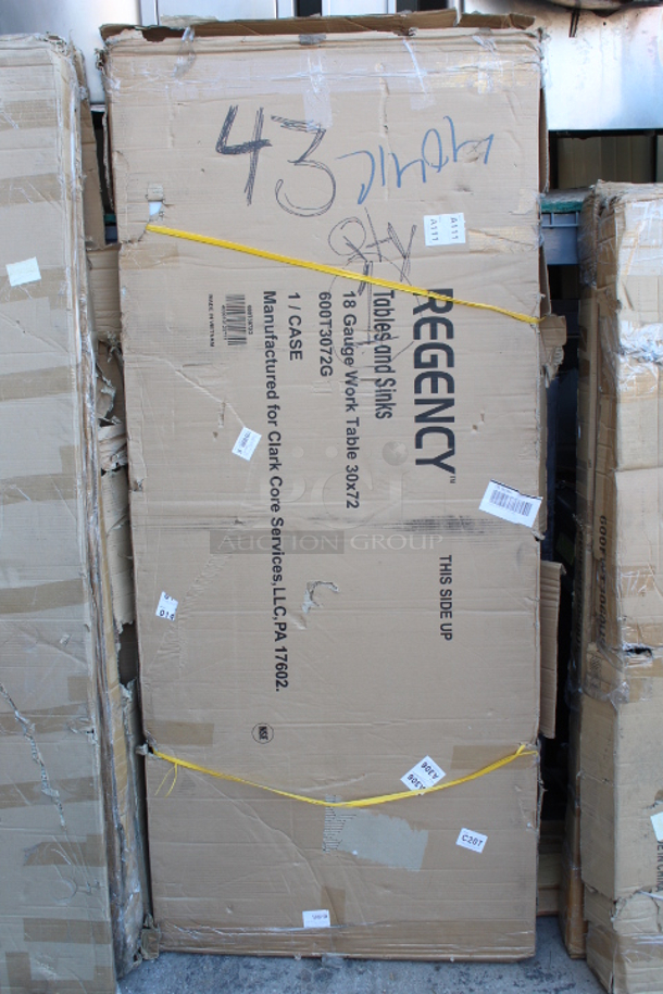 BRAND NEW SCRATCH & DENT! Regency 30" x 72" 18-Gauge 304 Stainless Steel Commercial Work Table with Galvanized Legs and Undershelf. In the ORIGINAL BOX!! 30x72x34 - Image 2 of 2